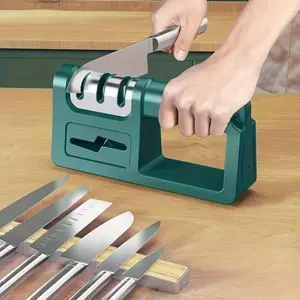 Four-in-one Diamond Knife Sharpener, Multi-functional Manual Quick Stainless Steel Sharpening Tool for Kitchen Knives and Scissors, Household Blade Opener, Ideal Christmas Gift, Kitchen Sharpening Tool|Modern Kitchen Tool|Durable Sharpening Ston