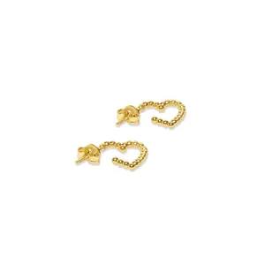 Beaded Heart Huggie Earrings