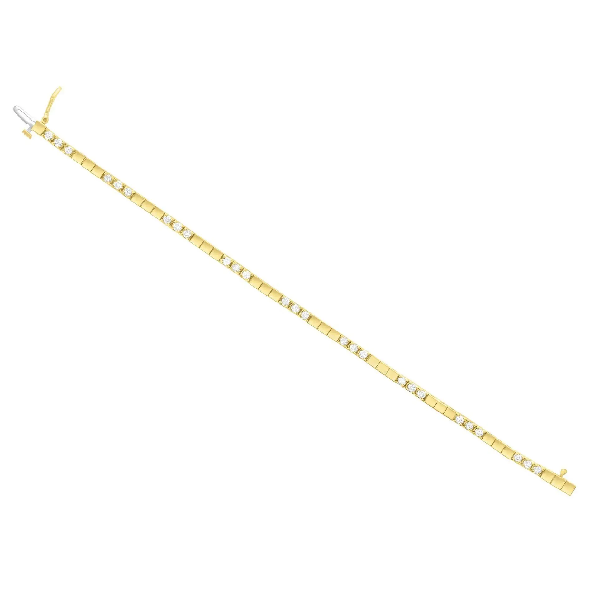Polished Square Diamond Tennis Bracelet 14k Yellow Gold