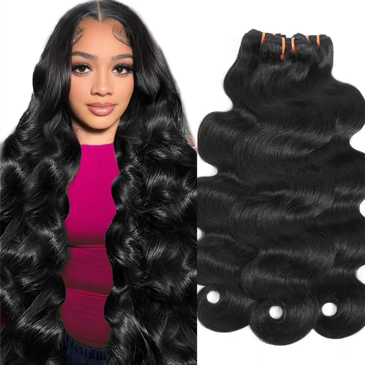 WIGCHIC Raw Cambodian Hair Bundles Body Wave Extensions for Sew In Quick Weave Double Drawn Thick Ends Ultra-Flat Seamless Weft 1/3/4 Pcs