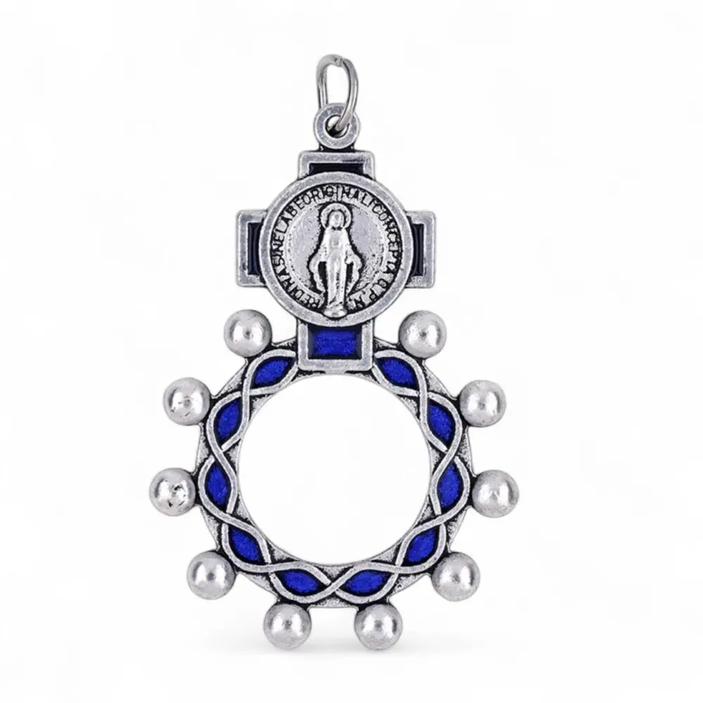 BLUE MIRACULOUS ROSARY RING