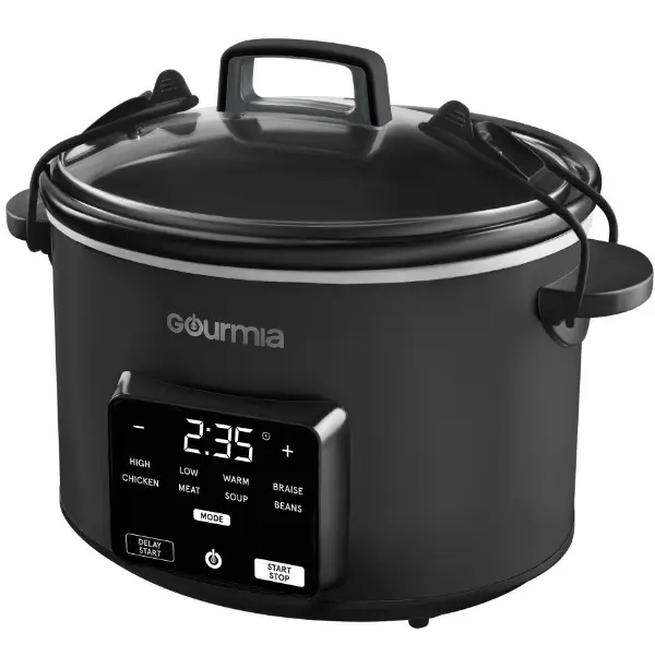 Gourmia Programmable Slow Cooker 4.5 Qt with Digital Controls and Auto Keep Warm, Black