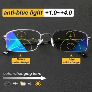 Practical Photochromic Reading Glasses for Near-Range Use, Featuring a Sleek Half-Rim Frame for a Modern Look. Ideal for Daily Close-Up Activities Like Reading Books, Newspapers and Digital Screens.Father's Day gifts, Mother's Day gifts