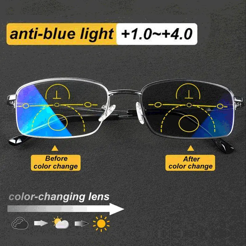 Practical Photochromic Reading Glasses for Near-Range Use, Featuring a Sleek Half-Rim Frame for a Modern Look. Ideal for Daily Close-Up Activities Like Reading Books, Newspapers and Digital Screens.Father's Day gifts, Mother's Day gifts
