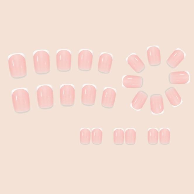 24 Pieces European and American Wearable Nail Tips Short French Fake Nails Extension Detachable Nails Wholesale