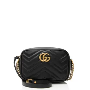 Pre-owned GUCCI Leather Crossbody Bags Matelasse GG Marmont Mini Camera Bag
