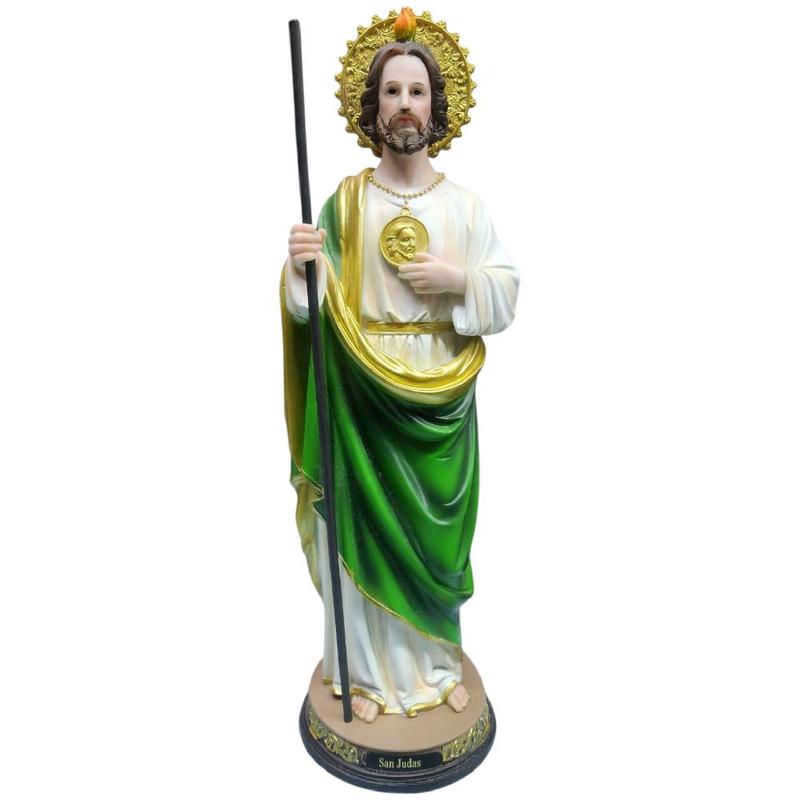 San Judas 20" Inches Tall Classic Brand New Statue with Green and Gold Accents Saint Jude Patron Saint Religious Decor
