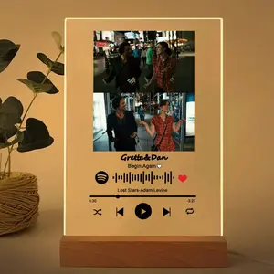 Personalized LED Night Light Photo Plaque with Scannable Song Code, Custom Music Plaque Night Light Gift for Valentine's Day, Song Picture Frame, Custom Led Light Night Lamp, Custom Actylic Music Photo Plaque, Gift for Boyfriend, Anniversary Gift