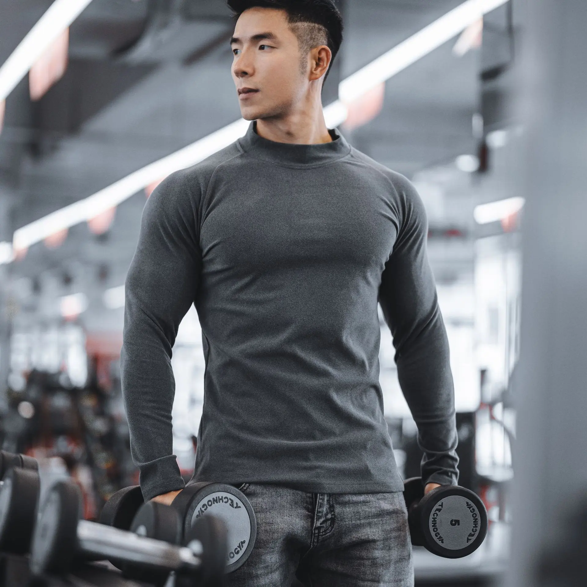 Dark gray semi high collar