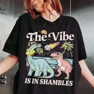 The Vibe Is In Shambles Tshirt, Funny Dinosaur Shirt, Cute Mental Health Tee Gift, Gift For Her