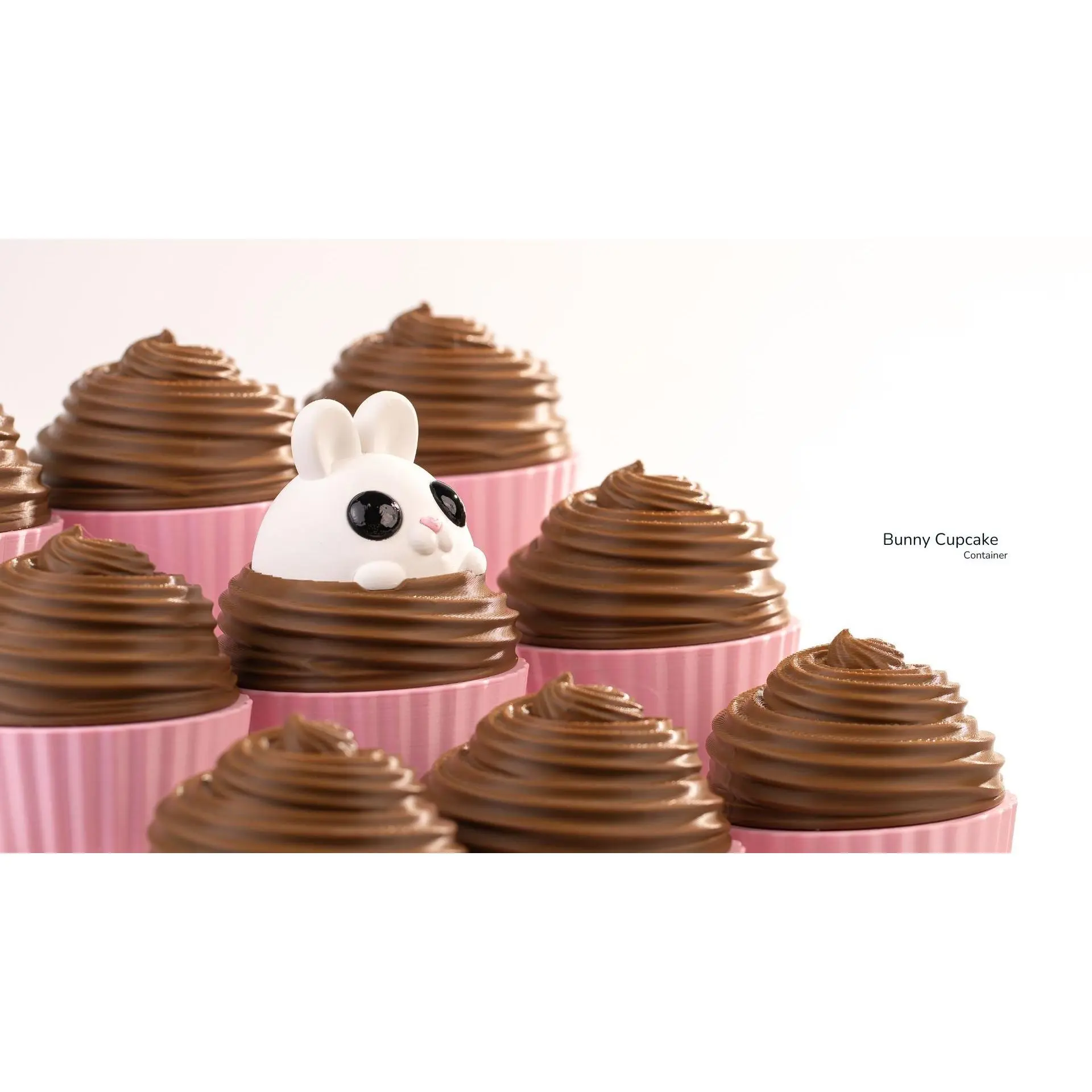 3D Printed Bunny Cupcake Trinket Organiser - Easter Kitchen Storage Container, Cute Desk Gift for Baking Enthusiasts