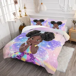 Dreamy Starry Fairy Print Comforter Set, Gradient Skin Fairy Pattern, Soft Comfortable Bedding Set, Princess Style Girl Kids Bedroom Decor