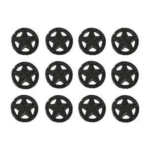 Set of 12 Brown Western Star Knobs - 2in Cast Iron for Rustic Decor