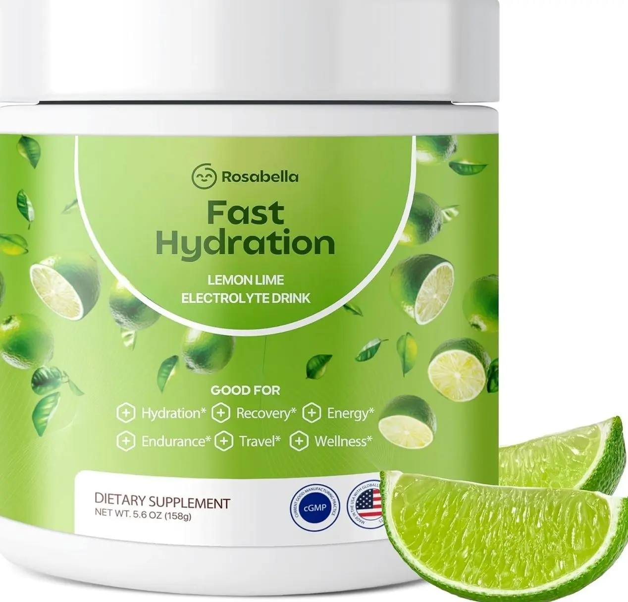 Rosabella Electrolyte Drink Powder – Lemon Lime – Zero Sugar Hydration Supplement – Sodium, Potassium, Magnesium & Calcium – Keto Electrolytes Mix for Rapid Rehydration – 30 Servings (5.7 oz)