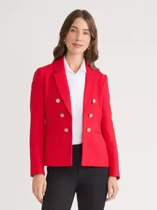 Faux Double Breasted Blazer, Boucle Tweed