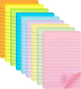 9 Pack 4x6 Lined Sticky Notes, 9 Pastel Colors, Strong Adhesive, 35 Sheets/Pad – Ruled Memo Pads for Office & Home Organization
