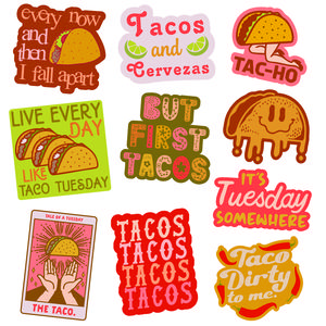 Taco Stickers Extra Large Stickers for Adults Funny Adhesives with Memes Funny Stickers with Colorful Graphic Decals Cinco De Mayo  Funny Food  Multi