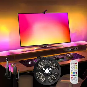 1PC RGBIC LED TV Backlight Strip with AR Color Sensor, USB Powered, IR Remote & Button Control, Music Sync, Dimmable & Color Changing, Ideal for TVs, Monitors, Bedroom and Living Room Decor