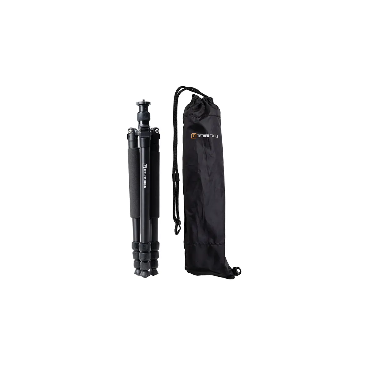 Tether Tools Rock Solid 4-Section Aluminum Tripod, 4-Section Legs, 18.5"-59" Adjustable Height, 3/8"-16 Reversible Mounting Thread, 45 lbs Load Capacity for AeroTrac Workstation Systems