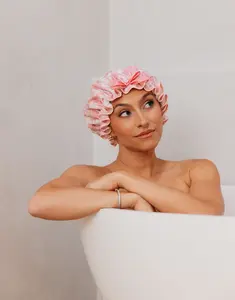 Pink Toile Shower Cap - Stylish  Water Proof and Adjustable Shower Cap