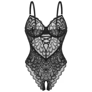 Avidlove Lingerie For Women Lace Bodysuits Deep V Teddy One Piece Mini Outfits S-XXL