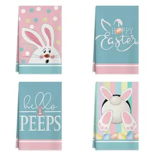 Easter Bunny Ears Egg Print Kitchen Towels, Reusable Dish Cloths, 16x24 Inch Bathroom Decor, Perfect Gift Set, Egg Patterns, Easy Care