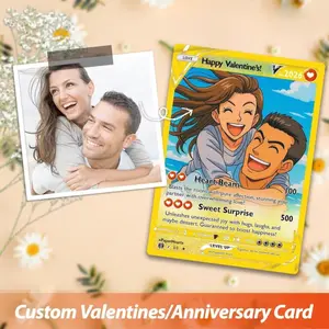 Custom Pokelove Valentine’s Day Keepsake Display Card, Personalized Anniversary Anime Photo, Gift for Game Couples, Gift for Him/Her, Global Trending Item