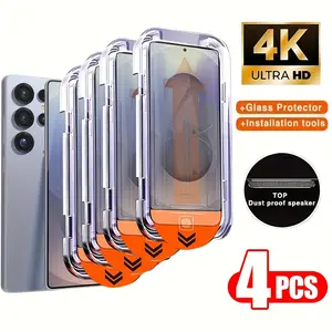 4-Pack One-Click Install HD Tempered Glass Screen Protector, Compatible with Samsung Galaxy S26 Ultra/s25 Ultra/s24/s23 Fe/s22/s21/s20 Plus Protection Accessories