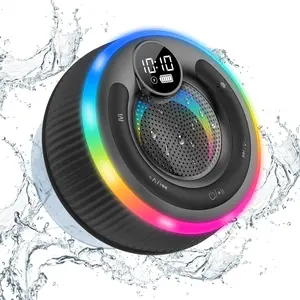 Speaker, Shower Speaker Stereo Sound, IPX7  Speakers, Digital Display Portable Speaker with Suction Cup, LED Light, Small  Speakers for Outdoor Party Beach Bathroom, Black