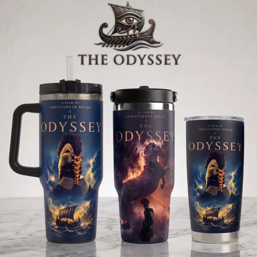 The Odyssey Mythic Voyage Tumbler Collection Travel Mug, Fantasy Adventure Gift Water Bottles Tumbler