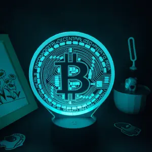 Bitcoin Cryptocurrency LED Lamp - Touch Sensor 3D Night Light with LED Color Changing RGB Light for Kids Bedroom Night Light Bedside Decor