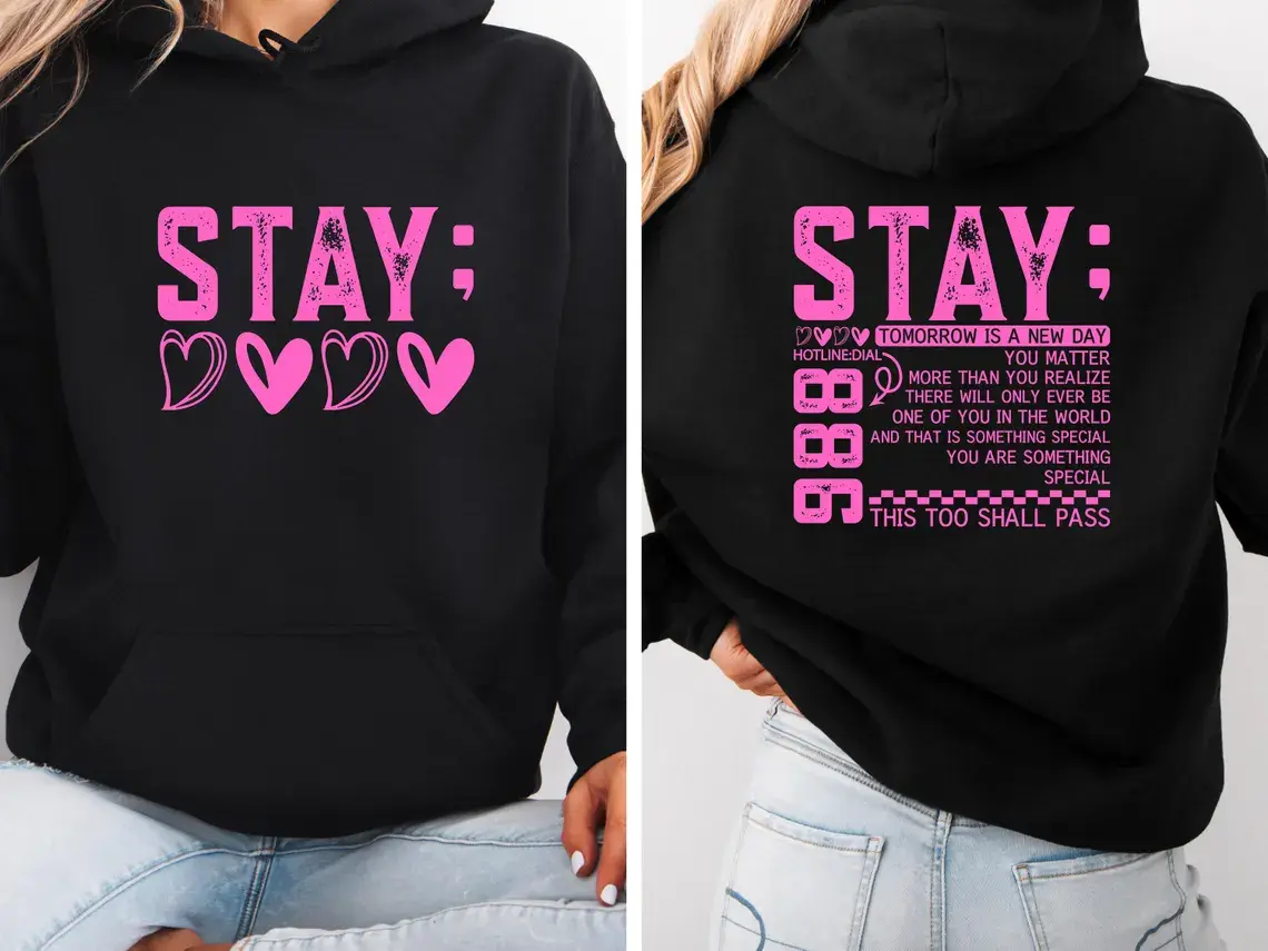 Stay 988 Mental Health Hoodie, Suicide Awareness, Mental Health