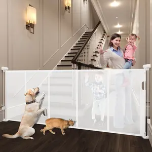 Retractable Baby Gates Dog Gate for Stairs, 100" Wide Retractable Gate Mesh Pet Gate, 41" Extra Tall Child Safety Gate with Fiberglass Rods for Stairways, Doorways, Hallways, Indoor/Outdoor