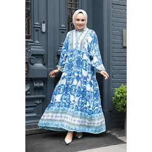 Blue Tropical Smocked Maxi Dress CLEARANCE