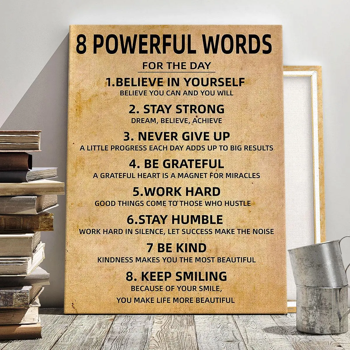 Wooden Framed Canvas Painting, Wall Art Painting, 1 Count Motivational Words Daily Guide Poster, Modern Art, Fashion Decoration, Home Decor Products, Wall Decor Pictures, Living Room Bedroom Decoration, Office Mural, Ornaments, Decorative Artwork