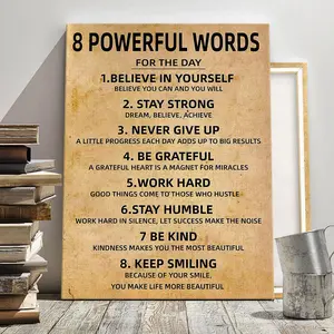 Wooden Framed Canvas Painting, Wall Art Painting, 1 Count Motivational Words Daily Guide Poster, Modern Art, Fashion Decoration, Home Decor Products, Wall Decor Pictures, Living Room Bedroom Decoration, Office Mural, Ornaments