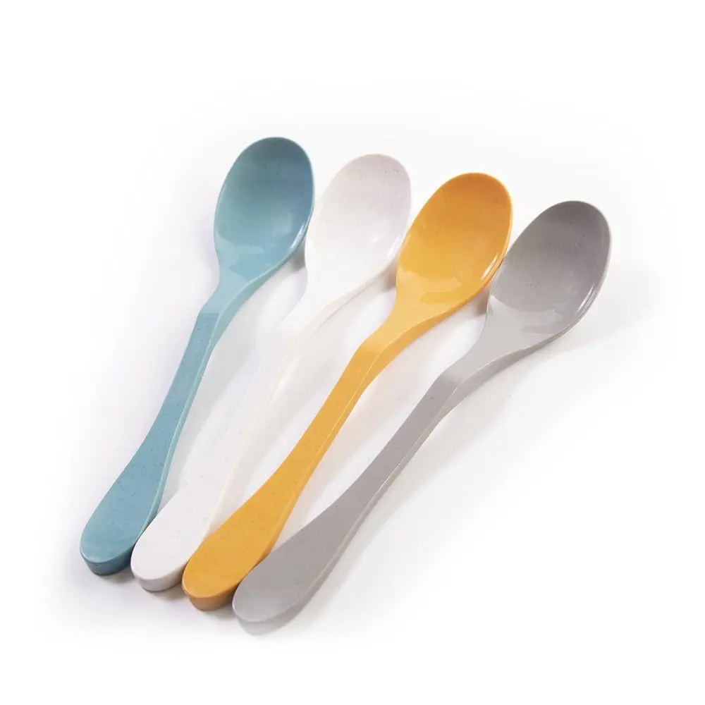 12-Piece Reusable Bamboo Fiber Spoon Cutlery Set - Blue, Plant-Based, Dishwasher-Safe Eco-Friendly Kitchenware for Lunch Box, Picnic Use