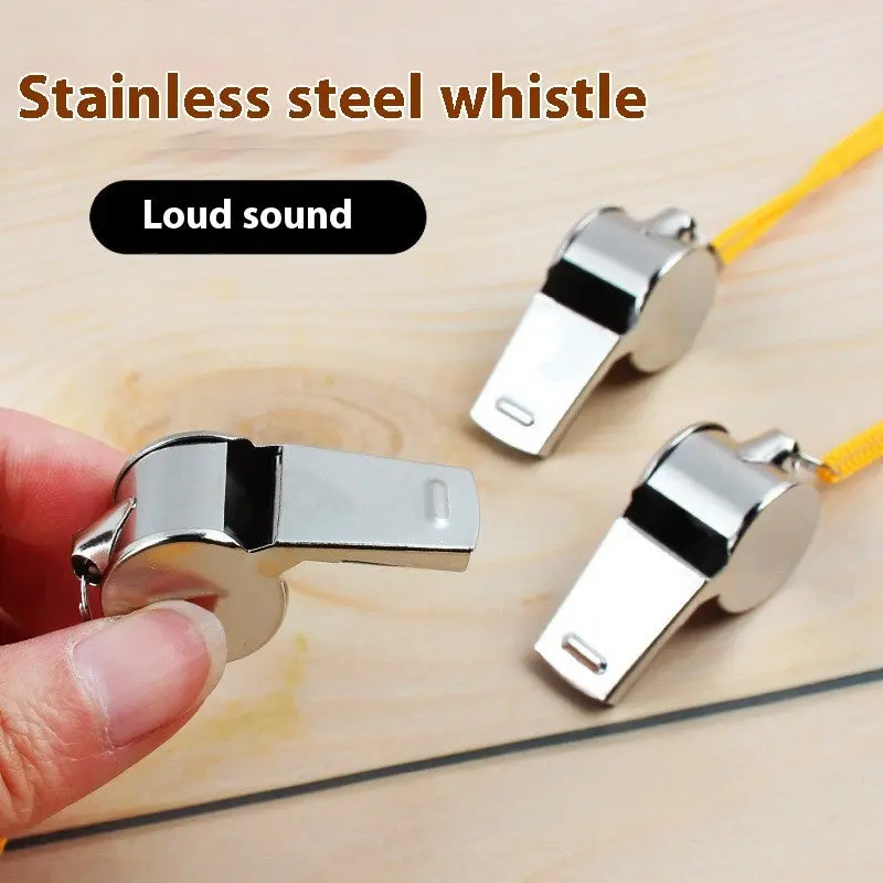 Stainless Steel Dog & Cat Training Whistle with Lanyard, 1pc 4 * 2Cm Pet Behavior Aid, Loud Sound, Black & Golden Thread, for Running & Emergency Help