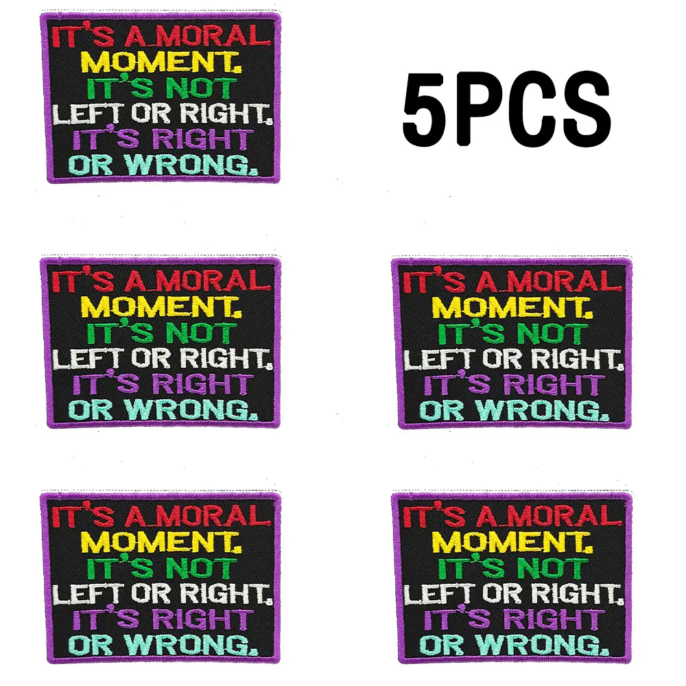 Some Words Iron On Patches - 5PCS, Multicolor, Text "It's a Moral Moment"
