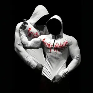 Compression Hoodie with Half Zip Quick-Dry Stretch Long Sleeve Gym Fitness Performance Activewear Training Pullover