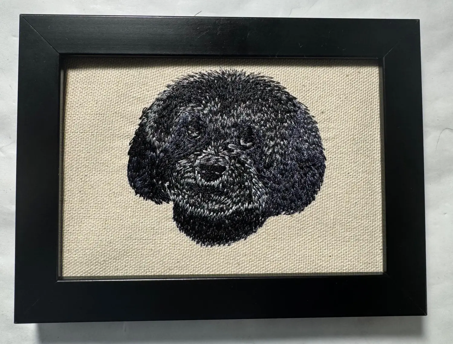 Machine-Embroidered Poodle, Labradoodle, Goldendoodle Dog Framed Plaque - Unique Canine Charm Tabletop Room Decor for Home or Office, Other Breeds & Designs Available