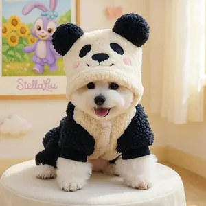 Winter Warm Panda Costume for Small Dogs - Cute one-piece Dog outfit with Snap Button Closure, All-in-One Pet Clothing for Pomeranian, Chihuahua, Shih Tzu - Cozy Winter Apparel for Photo Shoots & Casual Attire