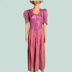 Authentic 1930s Vintage Liquid Taffeta Dress | Rare Antique Pink Plaid Evening Gown | Old Hollywood Glamour | Size 34w