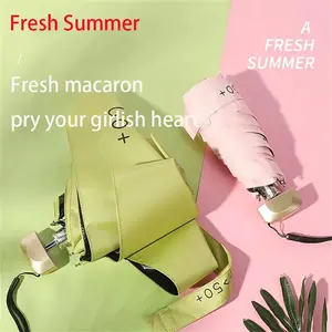 Mini Sun Umbrella Pocket Rain Umbrella Vinyl Folding UV Protection Sun Shade Pocket Parasol Capsule Compact Portable for On-the-Go Use