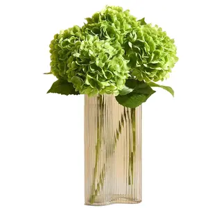 Green Hydrangea Artificial Flowers Long Stem Faux Hydrangeas with Leaves Realistic Fake Flowers for Home Decor Wedding Bouquets Centerpieces