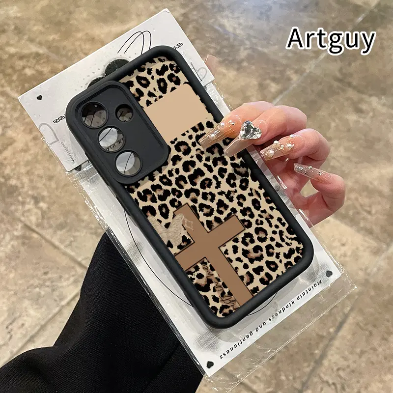 Leopard Cross Fashion Gift Silicone Phone Case, Shockproof Slim Durable Cover with Full Camera Protection for Samsung S22-S25 Series (Ultra/Plus Models) (Mobile Phone Accessories)