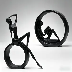 Modern Abstract Black Art Bookshelf Decor - Girl Statue Black Figurines for  Office Living Room Table Decorations, Reading Figurines for Coffee Shelf Table Centerpiece (6.7inx4.72in)