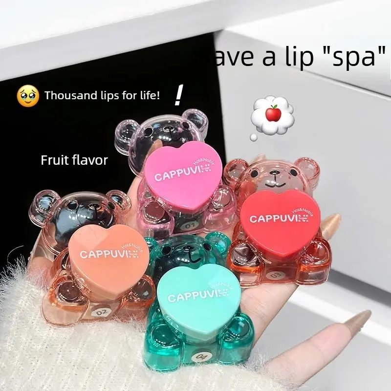 Set of 4 Kabo Winnie Soft Cute Bear Lip Balms, Lip Moisturizer, Hydrating and Moisturizing, Natural Look with Fruity Flavor