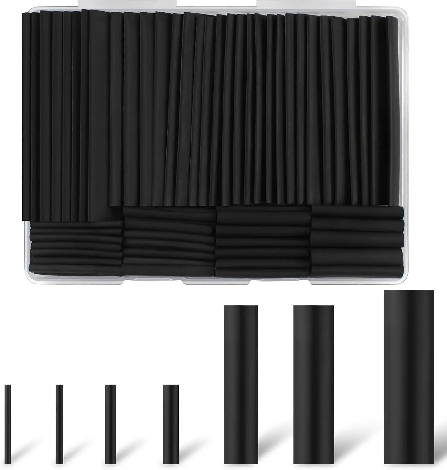 127PCS Marine Grade Industrial Heat Shrink Tubing Kit, 2:1 Ratio, Durable Wire Insulation Wrap - Black