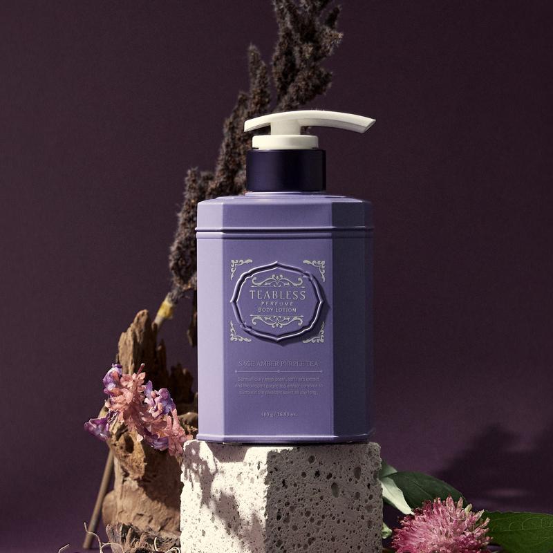 [TEABLESS Official Shop] Sage Amber Purple Tea Perfumed Body Lotion 16.93 oz / 480g , Daily Moisturizer, Body Lotion For Dry Skin & Sensitive Skin, Non-Greasy, Slow Aging, Floral Woody Scent, Korean Skin Care